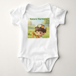 Meadow Melodies: Cute Boy & Flower Crown Nursery A Baby Bodysuit