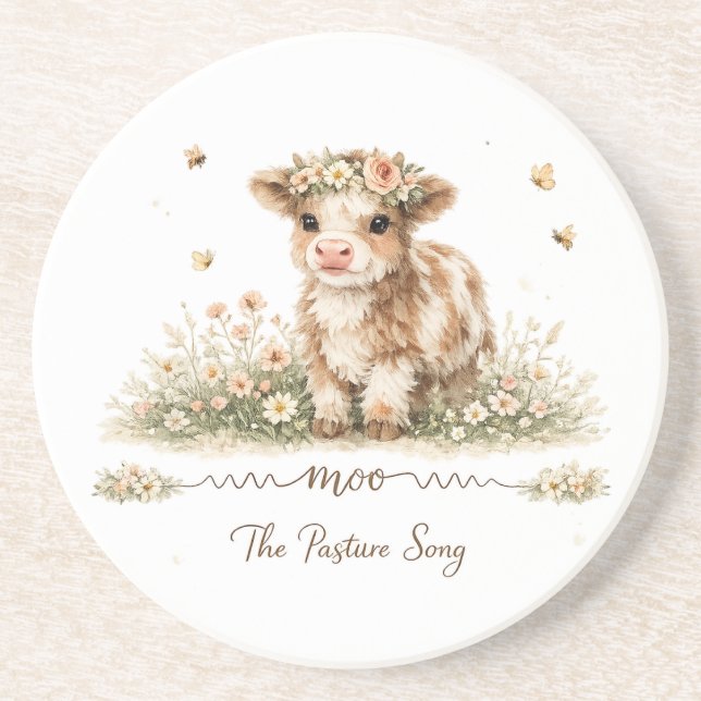 Meadow Melody cow paper plates Coaster (Front)