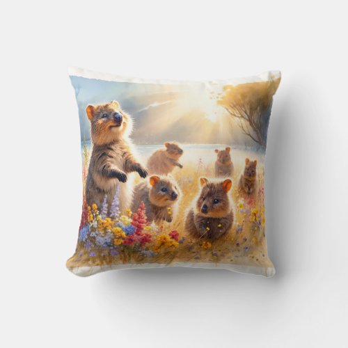 Meadow Mirth _ Watercolor Throw Pillow