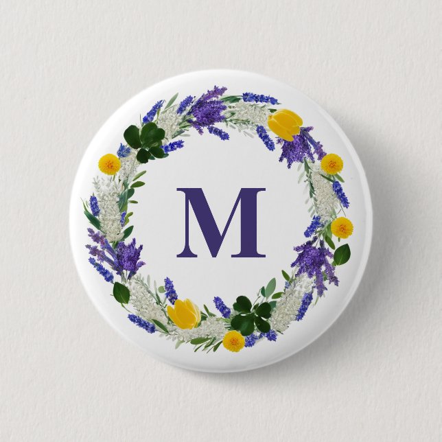 Meadow Monogram - Custom Lavender  Button (Front)