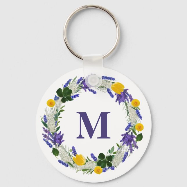 Meadow Monogram - Custom Lavender  Keychain (Front)