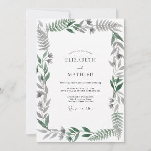 Meadow Muted Olive Fern Wedding Invitation