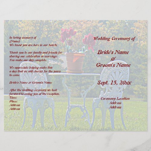 Meadow of Love  Autumn Tree Wedding Program Flyer