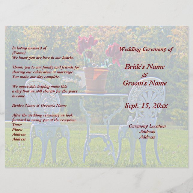 Meadow of Love & Autumn Tree Wedding Program Flyer (Front)