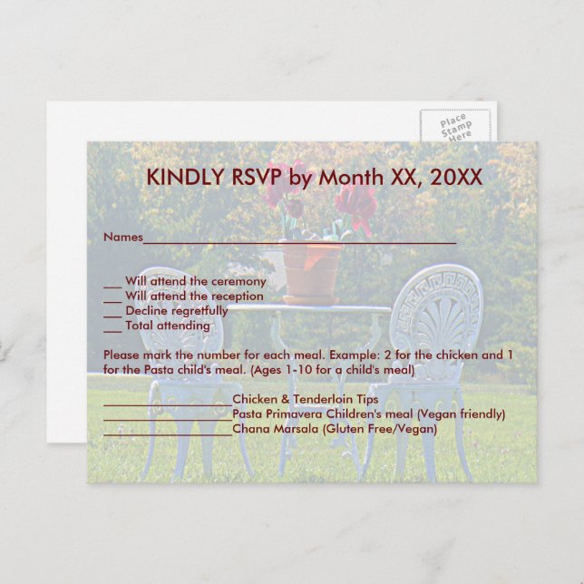 Meadow of Love Autumn Wedding RSVP Menu Postcard (Front/Back)