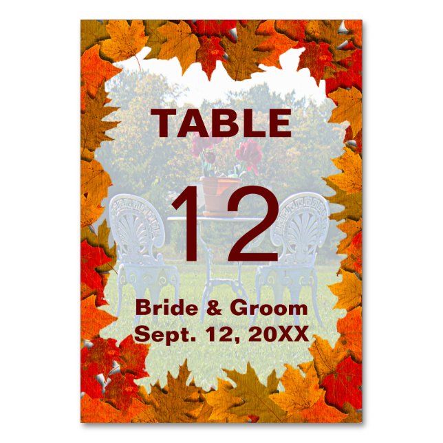 Meadow of Love Autumn Wedding Table Card (Front)