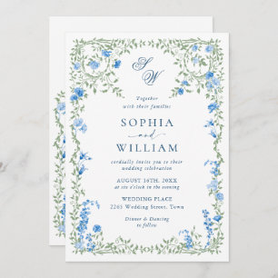 Meadow Pastel French Roses Floral Wedding Invitation