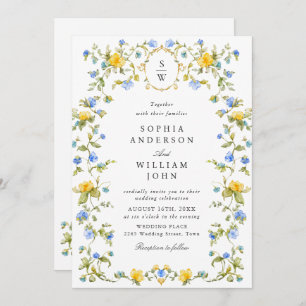Meadow Pastel French Roses Floral Wedding Invitation