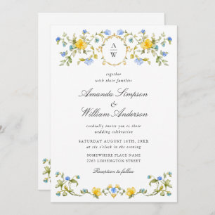 Meadow Pastel French Roses Floral Wedding Invitation