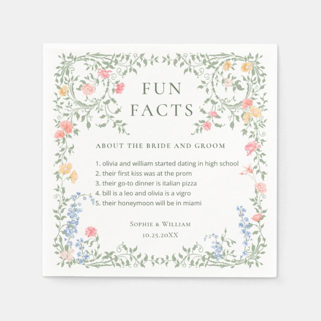Meadow Pastel French Roses Floral Wedding Napkins (Front)