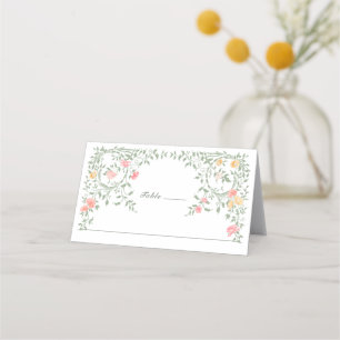 Meadow Pastel French Roses Floral Wedding Place Card