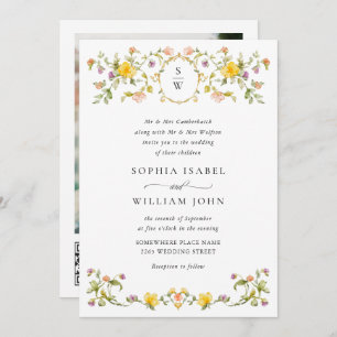 Meadow Pastel French Roses Floral Wedding QR code Invitation