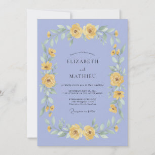 Meadow Periwinkle Yellow Wreath Wedding Invitation