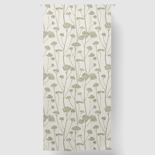 Meadow Silence Cream Linen Dusty Olive Blackout Curtains (Front)