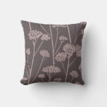 Meadow Silence Deep Ash Dusty Mauve Throw Pillow