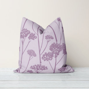 Meadow Silence Grey Lilac Smoky Plum Throw Pillow