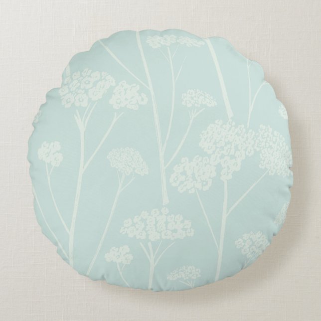 Meadow Silence Soft Aqua Pale Seafoam Round Pillow (Front)
