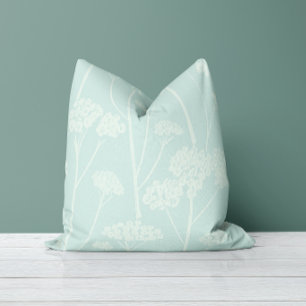 Meadow Silence Soft Aqua Pale Seafoam Throw Pillow