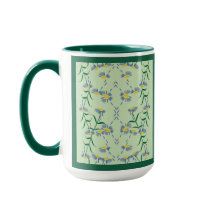 Meadow Soiree Collection Mug Blue, Yellow, Greens.