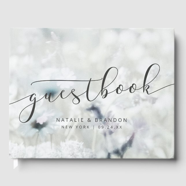 Meadow Song fading Wildflowers Bohemian Wedding Guest Book (Front)