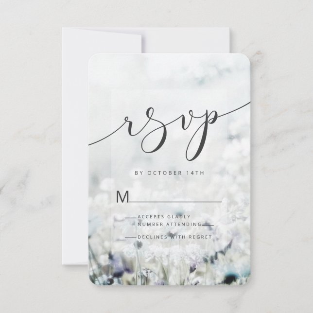 Meadow Song fading Wildflowers in a Field Boho RSVP Card (Front)