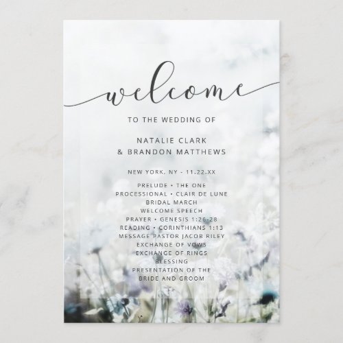 Meadow Song fading Wildflowers Wedding Ceremony Program