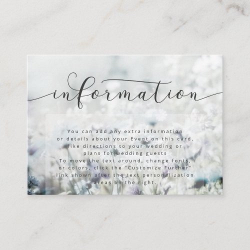 Meadow Song fading Wildflowers Wedding Information Enclosure Card