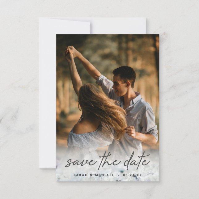 Meadow Song fading Wildflowers with Picture Save The Date (Front)