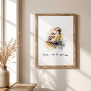 Meadow Sparrow Farmhouse Watercolor Wall Art