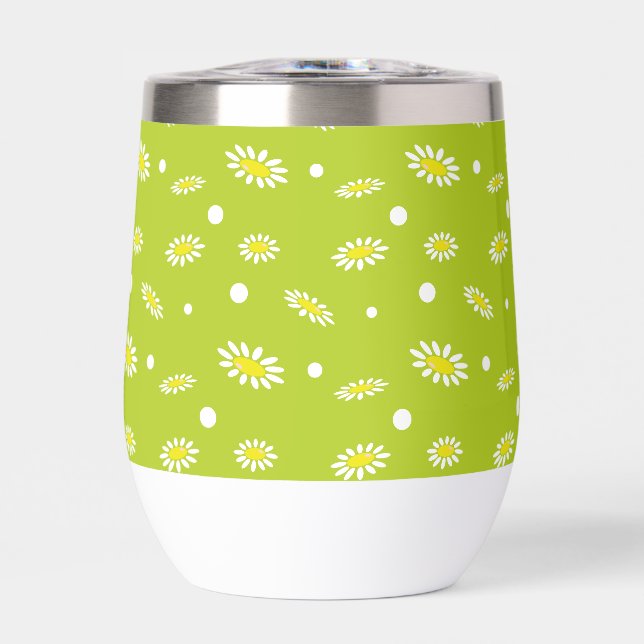 Meadow Stars Daisy Flowers Thermal Wine Tumbler (Front)