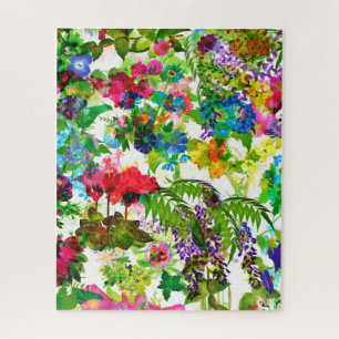 Meadow Summer Blossoms Botanical Garden Watercolor Jigsaw Puzzle