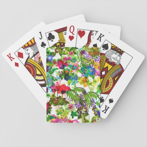 Meadow Summer Blossoms Botanical Garden Watercolor Playing Cards