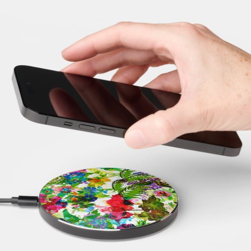 Meadow Summer Blossoms Botanical Garden Watercolor Wireless Charger