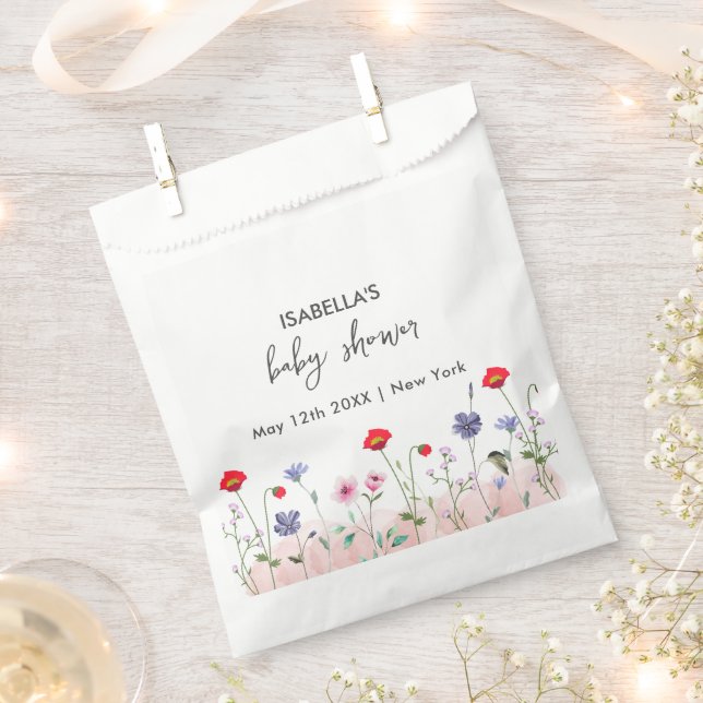 Meadow Summer Wildflower Baby Shower  Favor Bag (Clipped)