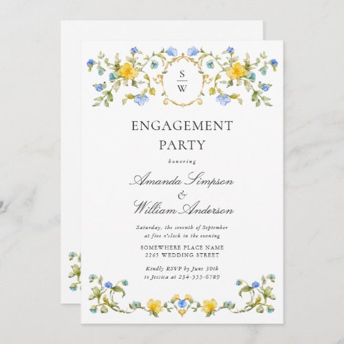 Meadow Watercolor Wildflowers ENGAGEMENT PARTY Invitation