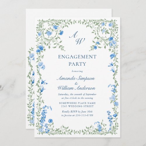 Meadow Watercolor Wildflowers ENGAGEMENT PARTY Invitation