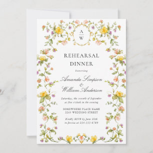Meadow Watercolor Wildflowers Rehearsal Dinner Invitation