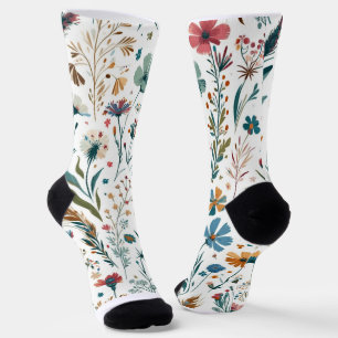"Meadow Whispers" Floral Crew Socks