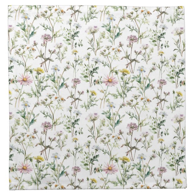 Meadow wild flower delicate pattern cloth napkin (Front)