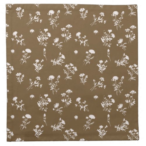 Meadow wild flower delicate pattern Mustard Cloth Napkin