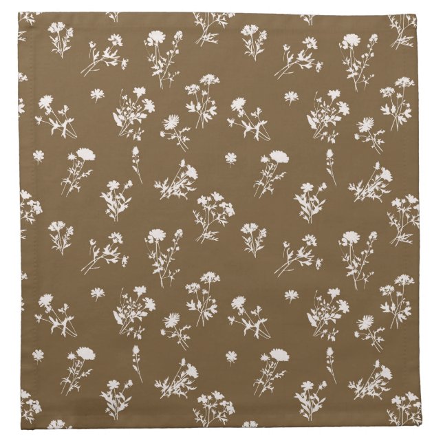 Meadow wild flower delicate pattern Mustard Cloth Napkin (Front)