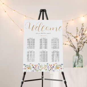 Meadow Wild Flowers Wedding Seating Chart Foam Board
