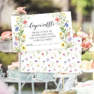 Meadow wildflower baby girl shower diaper raffle Enclosure Card
