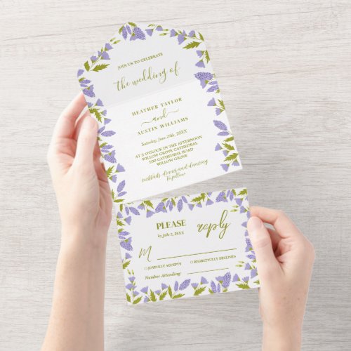 Meadow Wildflower Botanical Wedding  All In One Invitation