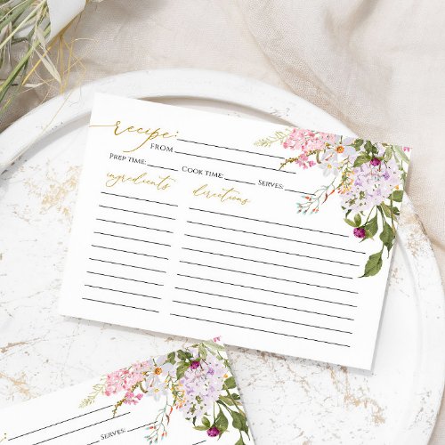 Meadow Wildflower Bridal Shower Recipe Card 