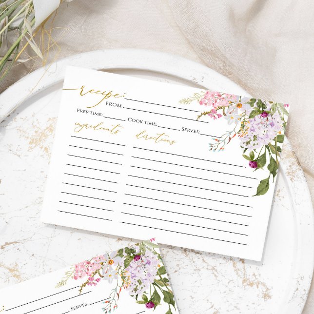 Meadow Wildflower Bridal Shower Recipe Card  (Creator Uploaded)