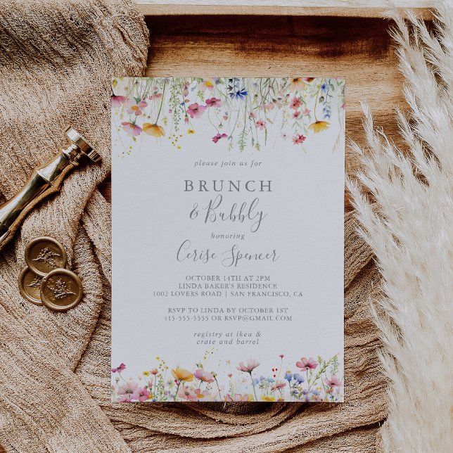 Meadow Wildflower Brunch and Bubbly Bridal Shower Invitation (Creator Uploaded)