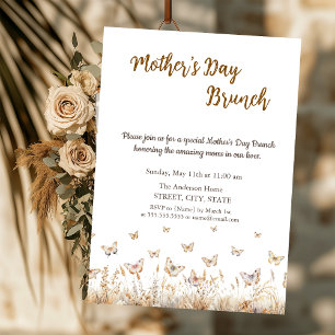Meadow Wildflower Butterflies Mother's Day Brunch Invitation