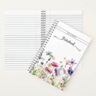 Meadow wildflower butterflies personal name script notebook