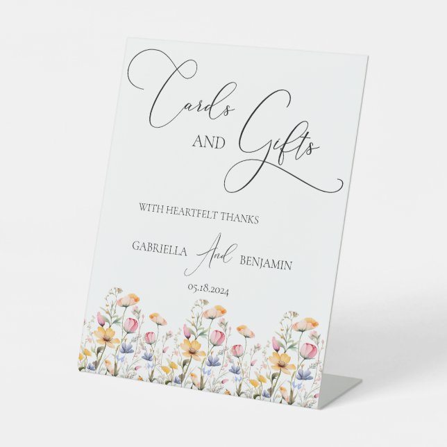 Meadow Wildflower Cards § Gifts Wedding Tabletop Pedestal Sign (Front)
